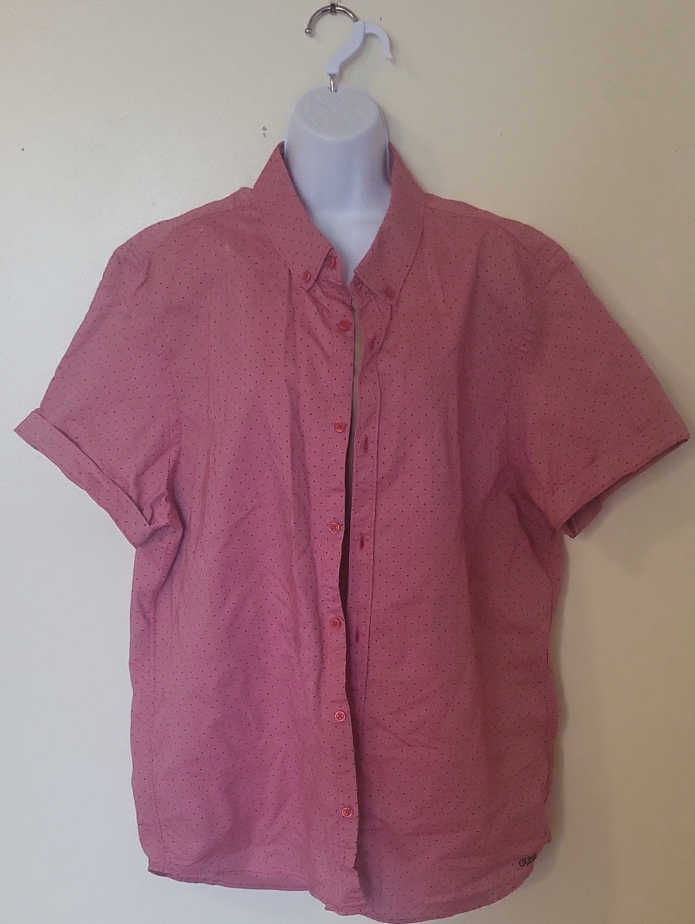 Guess Red Short-Sleeve Button-Down Shirt